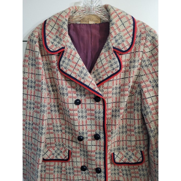 Vintage 1950s/60s Pierre Delaneau Martha West Wool Trench Coat Pockets Sz 16 - Picture 3 of 14